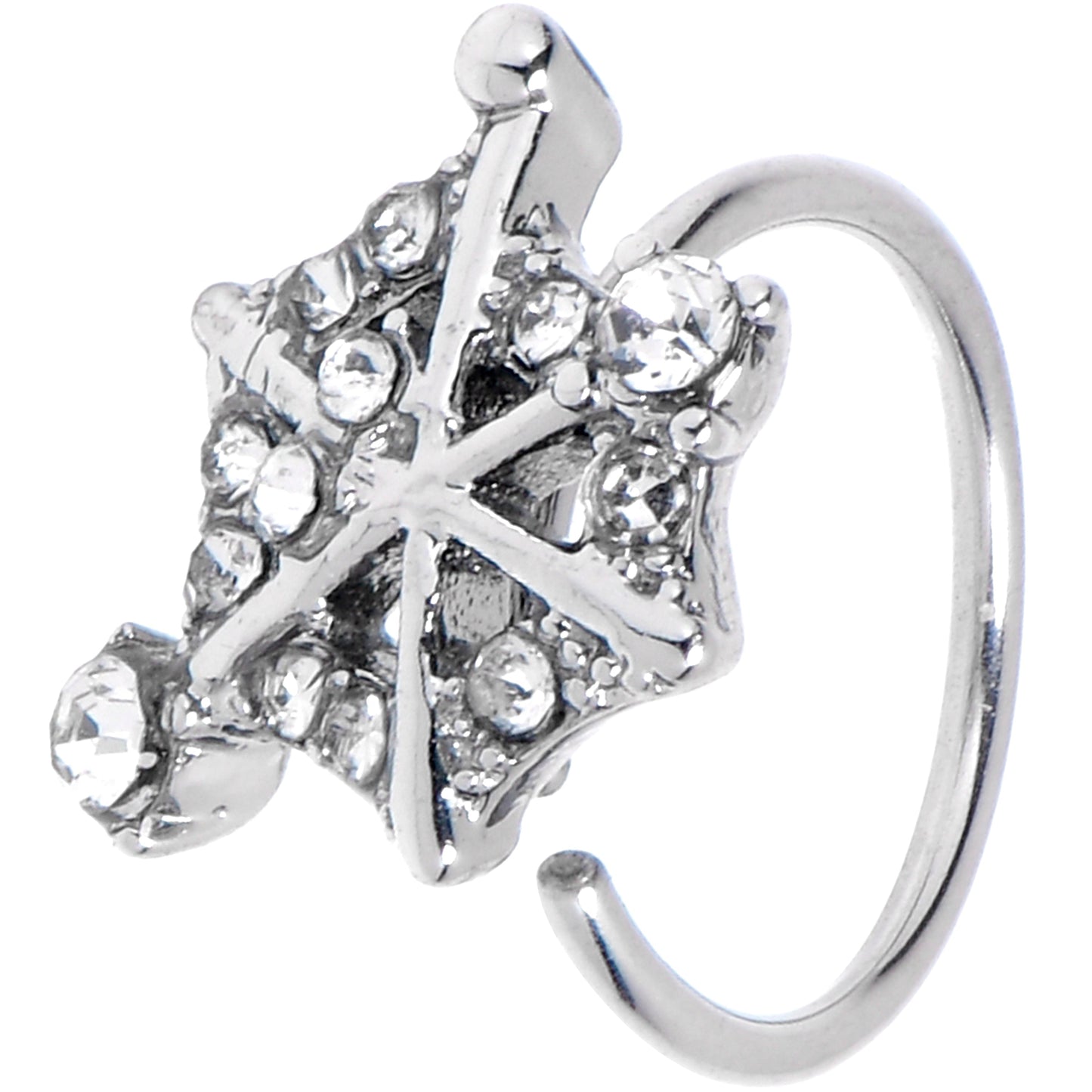 20G 5/16 Clear Gem Spiderweb Goth Nose Hoop