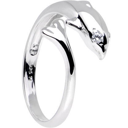 Sterling Silver 925 Cubic Zirconia Dolphin Toe Ring