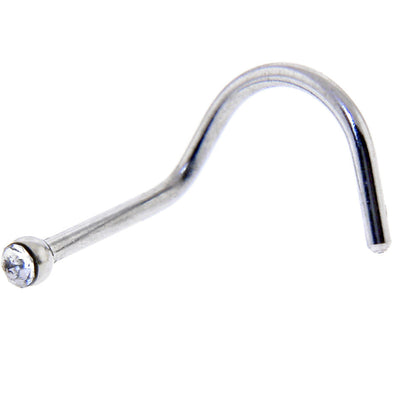 20G Stainless Steel Crystalline Gem Micro Nose Ring Twister