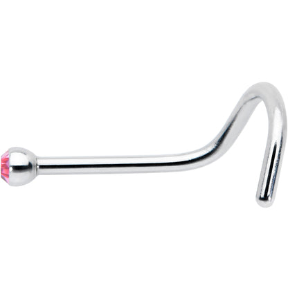 20G Stainless Steel Pink Gem Micro Nose Ring Twister
