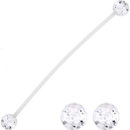 Pregnant Belly Button Ring With Clear Glitter UV Ends