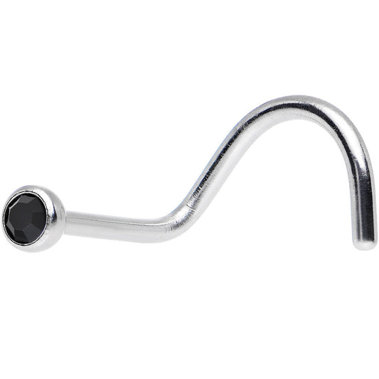 Jet Crystal Screw Nose Ring Created with Crystals