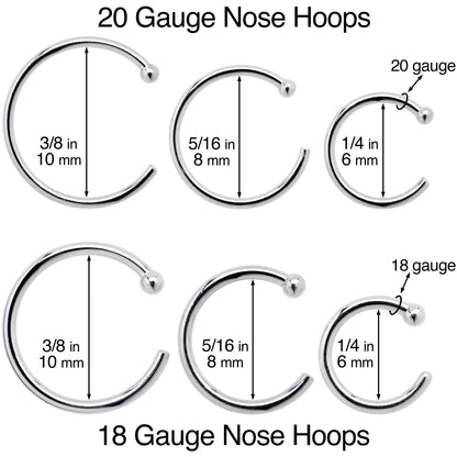 20G 1/4 14k Solid Rose Gold Nose Hoop