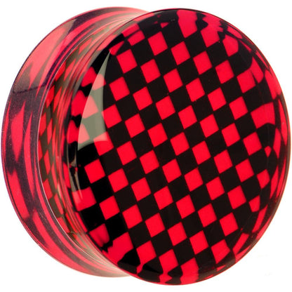 Red and Black Checker Inlayed Saddle Plug 2G to 30mm