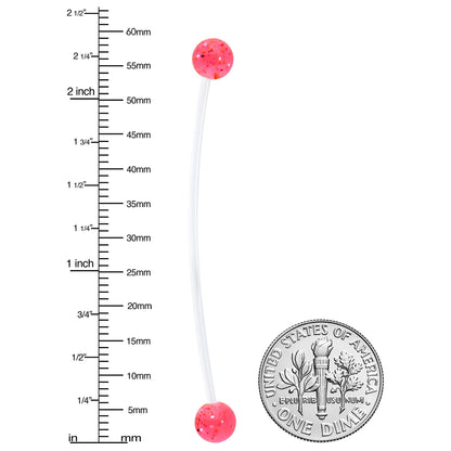 Pregnant Belly Button Ring Clear and Pink Glitter Pack Set