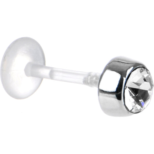 16G 5/16 Clear Solitaire Bioplast Tragus Labret Monroe