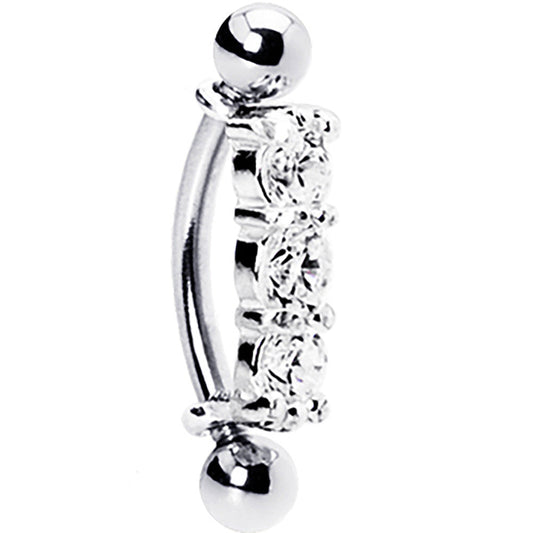 Silver 925 Clear Crystal Trilogy Eyebrow Ring