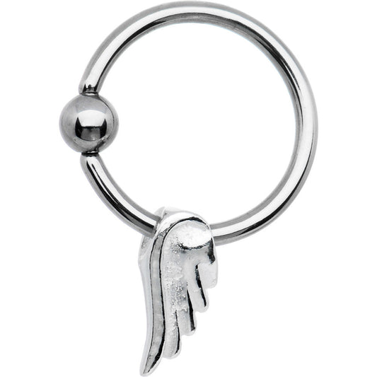 16G Sterling Silver Angel Wing BCR Captive Ring