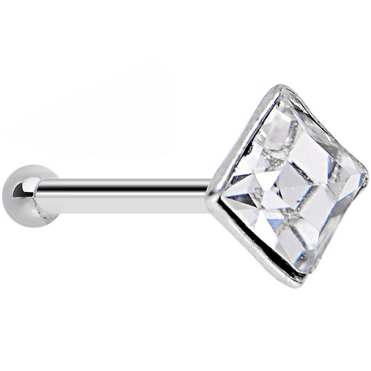 Sterling Silver 2mm Square Nose Bone Created with Crystals