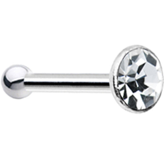 Sterling Silver 1.8mm Clear Nose Bone Created with Crystals