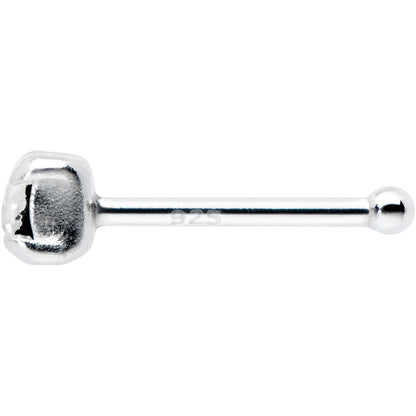 Sterling Silver 2mm Clear Nose Bone Created with Crystals