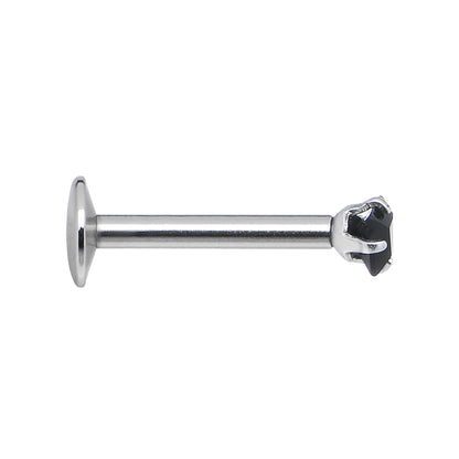 16G Black 3mm Square Gem Internally Threaded Labret Monroe Tragus