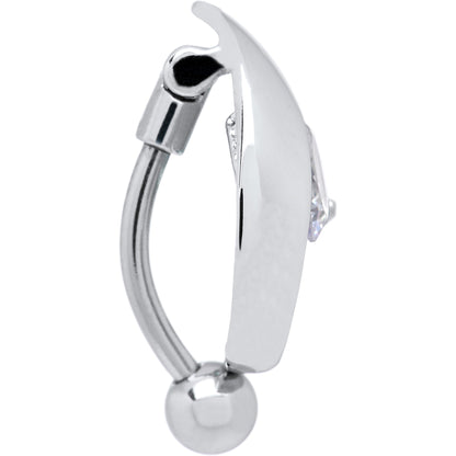 Top Mount Crystal Clear Cubic Zirconia Stunner Belly Ring