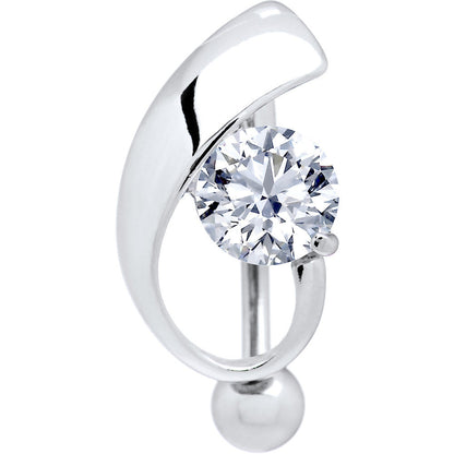Top Mount Crystal Clear Cubic Zirconia Stunner Belly Ring