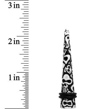 00G Black White Resin Native Skull Taper