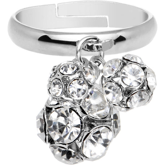 Clear Gem Cluster Dangle Adjustable Ring