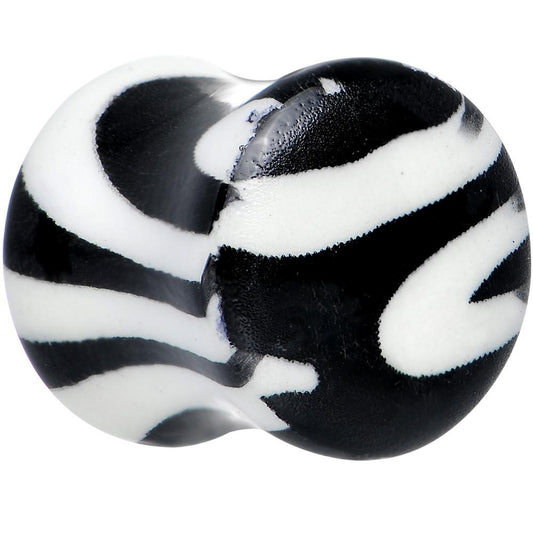Zebra Print Glow in the Dark Saddle Plug 2G to 1 Inch