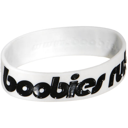 Black White Green Boobies Rule Awareness for Breast Cancer Bracelet