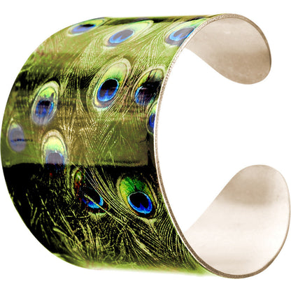 Glam Green Peacock Cuff Bracelet