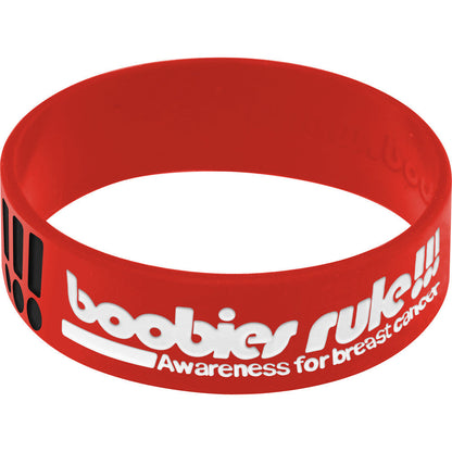 Red Black Boobies Rock Breast Cancer Bracelet