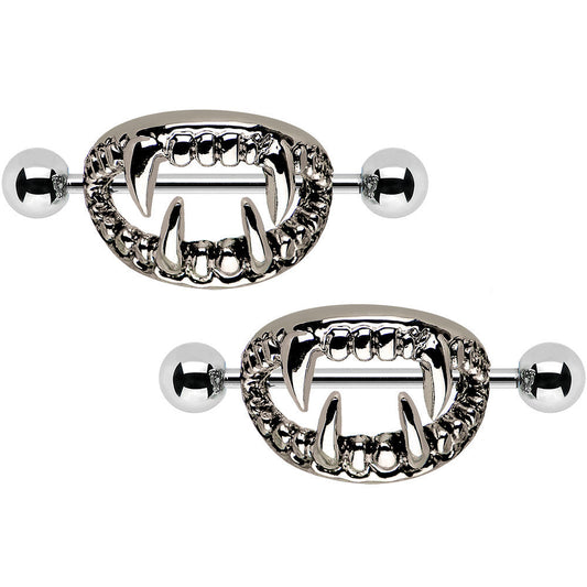 Scary Halloween Fangs Nipple Shield Set 14G 18mm