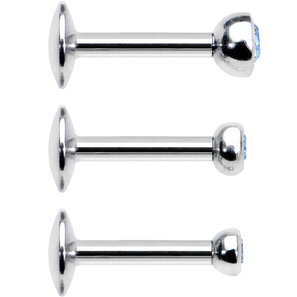 16G 1/4 Aqua Gem Helix Cartilage Barbell 3 Pack Set