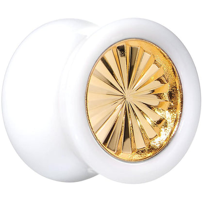White Acrylic Gold Flashy Tire Rim Saddle Plug 2G to 20mm