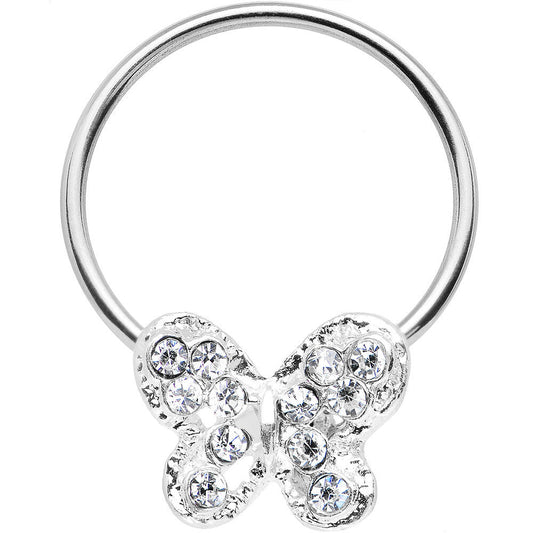 16G 7/16 Clear Gem Soaring Butterfly BCR Captive Ring
