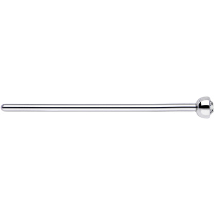 20G 3/4 Clear CZ Steel Straight Fishtail Nose Ring 2mm