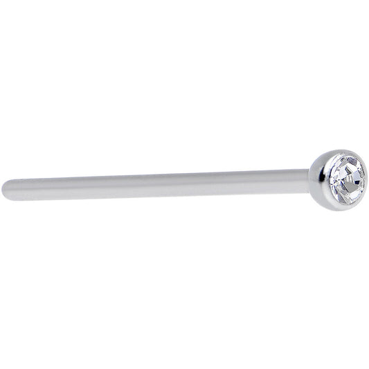 18G 3/4 Clear CZ Steel Straight Fishtail Nose Ring 2.5mm