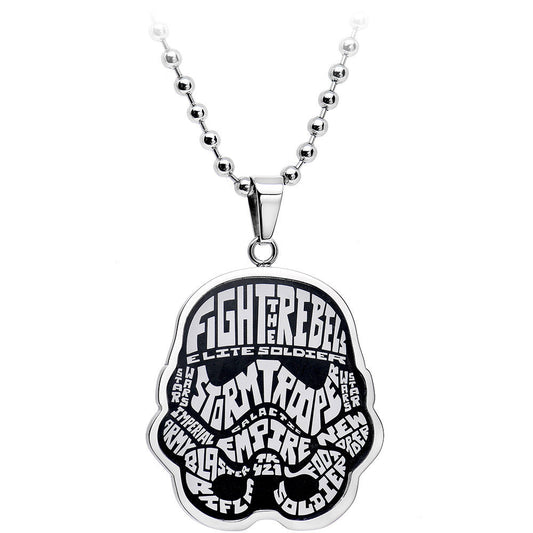 Licensed Steel Star Wars Typography Art Stormtrooper Pendant Necklace