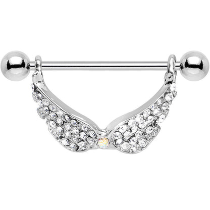 14G Mystical Gemmed Angel Wings Dangle Nipple Shield 24mm