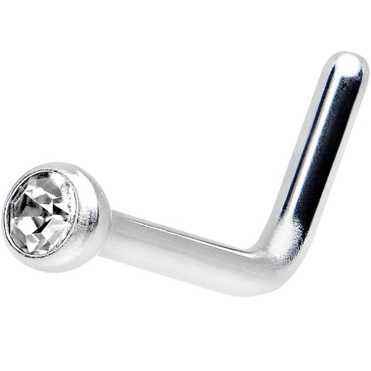 18G Crystal L-Shaped Nose Ring Created with Crystals
