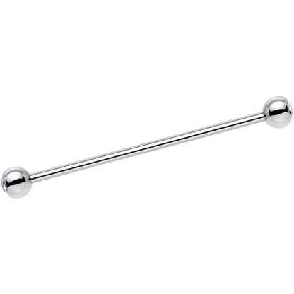 Double Gem Stainless Steel Industrial Barbell 38mm