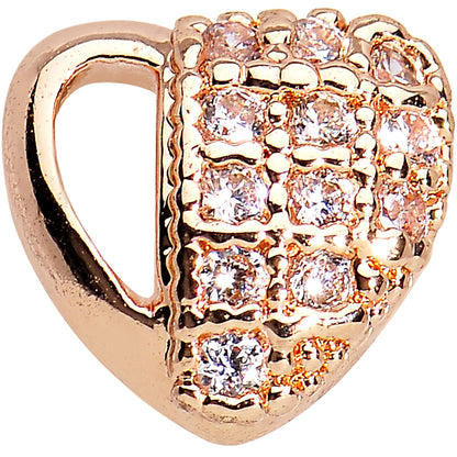 16G Rose Gold CZ Encrusted Heart Tragus Earring