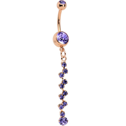 Purple Rose Gold Anodized Criss Cross Dangle Belly Ring