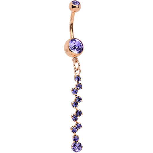 Purple Rose Gold Anodized Criss Cross Dangle Belly Ring