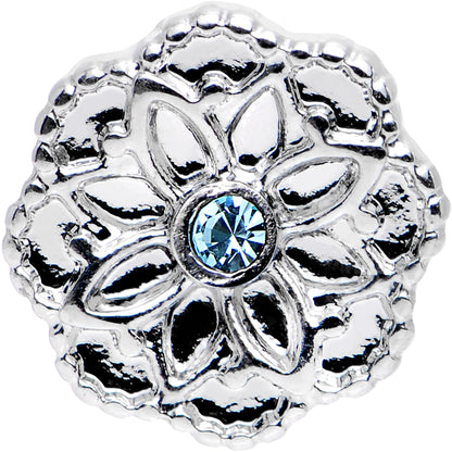 16G 1/4 Aqua Gem Steel Mandala Flower Tragus Cartilage Earring