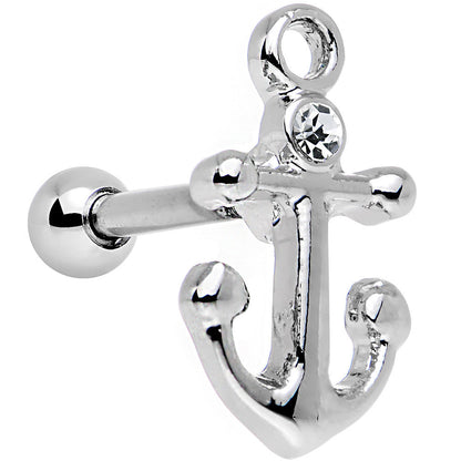 16G 1/4 Clear Gem Settle Down Anchor Cartilage Earring