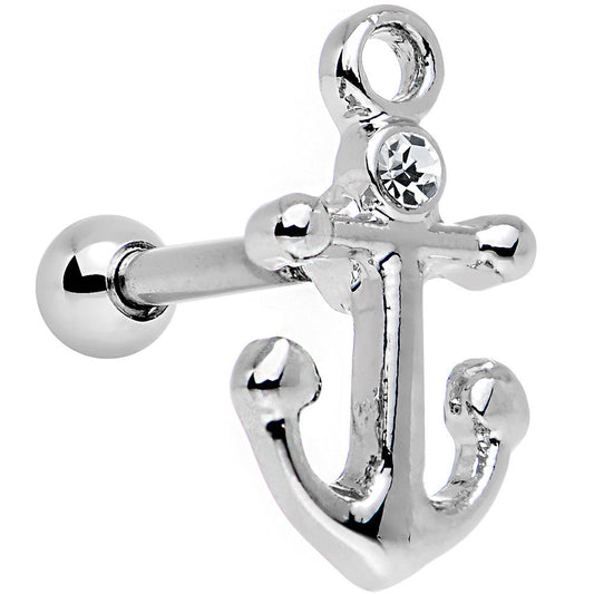 16G 1/4 Clear Gem Settle Down Anchor Cartilage Earring