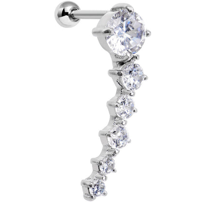 18G 5/16 Clear Gem Cascading Curved Left Ear Cartilage Earring