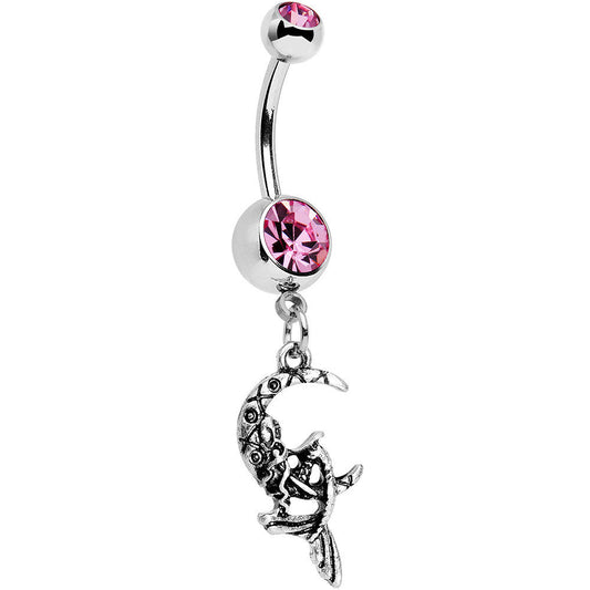 Pink Gem Moon and Ms Mermaid Dangle Belly Ring