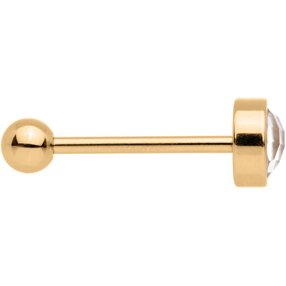 Clear Gem Gold Tone Anodized Cross Stitch Barbell Tongue Ring