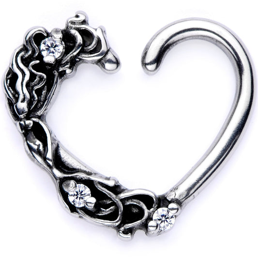 16G 3/8 Clear CZ Gem Flower Garden Right Heart Closure Ring