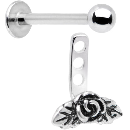 16G 3/8 Kissed Rose Flower Dangle Cartilage Tragus Helix Piercing