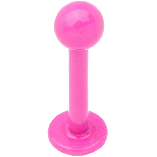 16G 5/16 Pink Acrylic Over Steel Labret Monroe Tragus