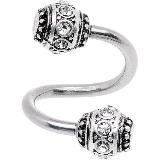 Clear CZ Gem Festival Season Spiral Twister Belly Ring