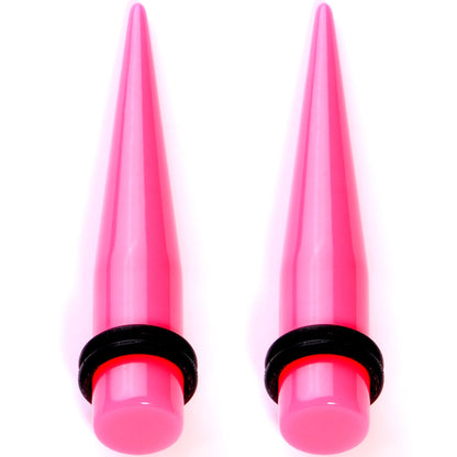 Flirty Fuchsia Lightweight Pink Acrylic Straight Taper Set 10mm to 18mm