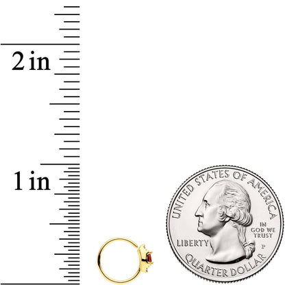 20G 5/16 Red Clear CZ Gem Gold Tone Seamless Circular Ring