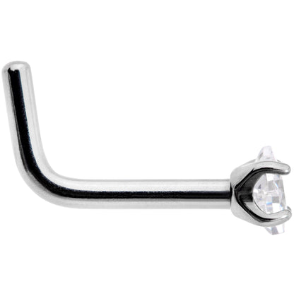18G Clear 2mm CZ Gem Grade 23 Titanium Rhombus L Shaped Nose Ring